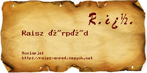 Raisz Árpád névjegykártya